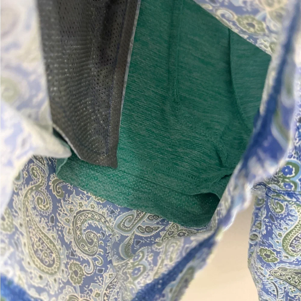 Fair Harbor Blue and Green Paisley Bungalow Liner Swim Trunks - Picture 5 of 9